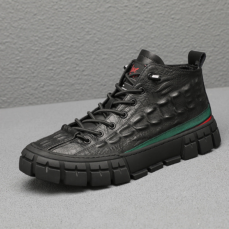 Stylish Warm High-Top Leather Shoes for Men