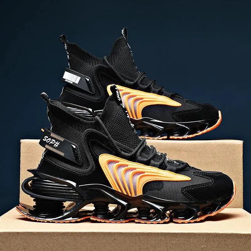 Fly Woven Mesh High-Top Sneakers - Breathable Thick-Soled Running Shoes