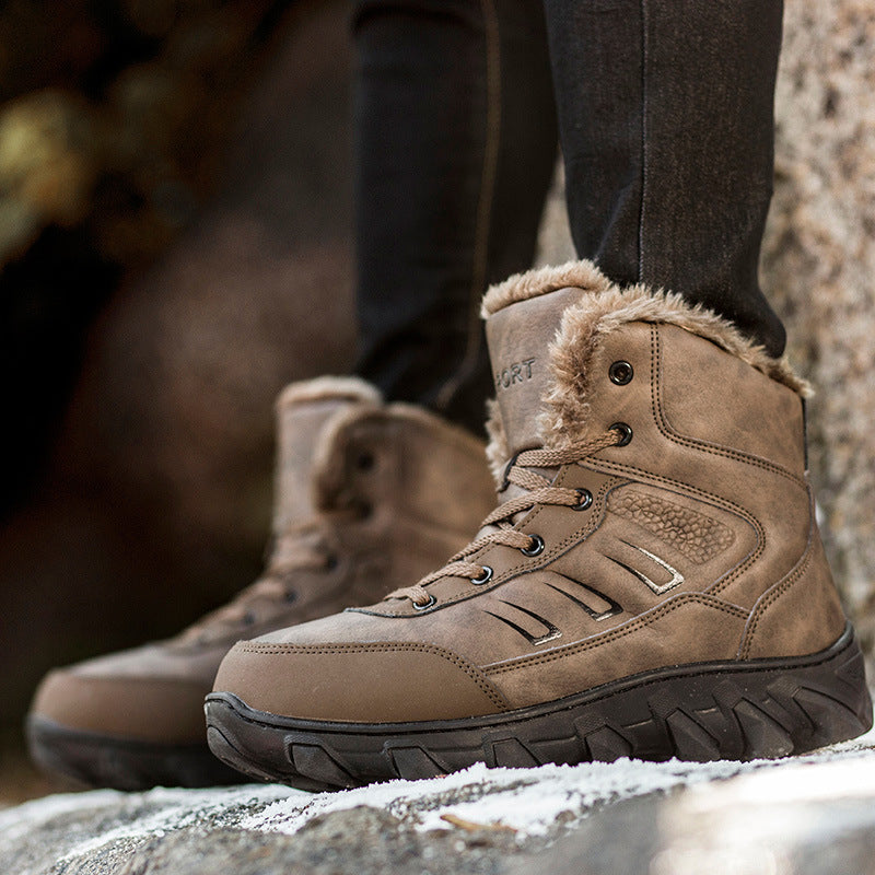 Warm Thick High-Top Cotton Shoes for Men Outdoors