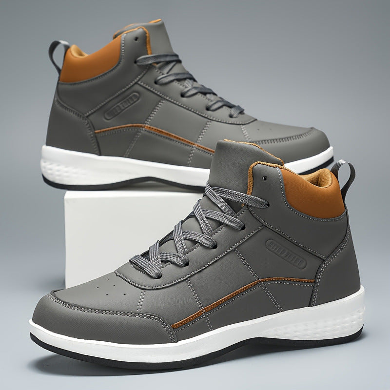 Men's High Top Lace-Up Boots | Anti-Slip PU Leather Loafer Shoes for Men & Women