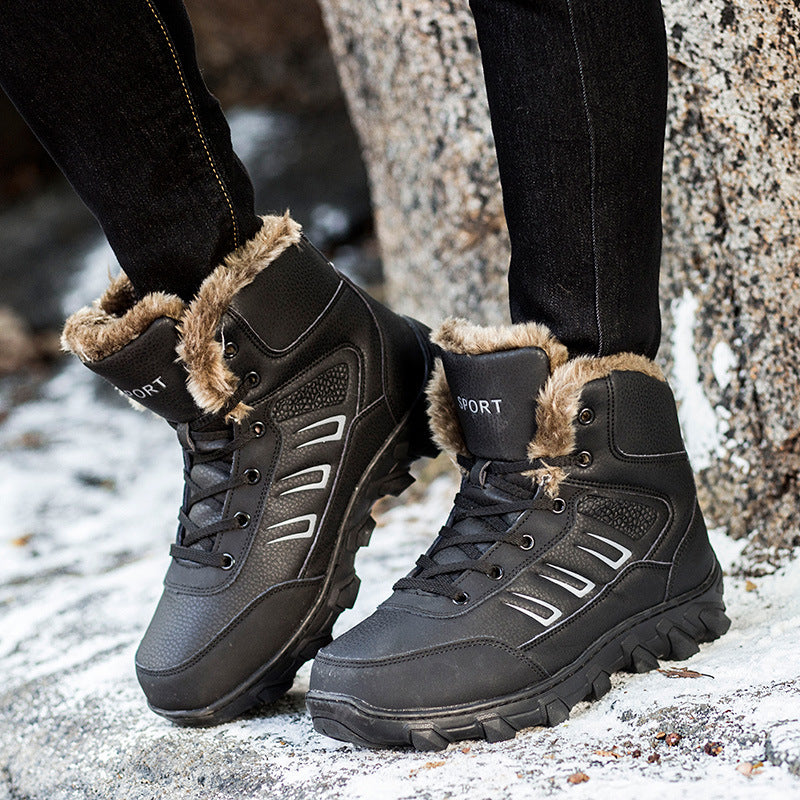 Warm Thick High-Top Cotton Shoes for Men Outdoors