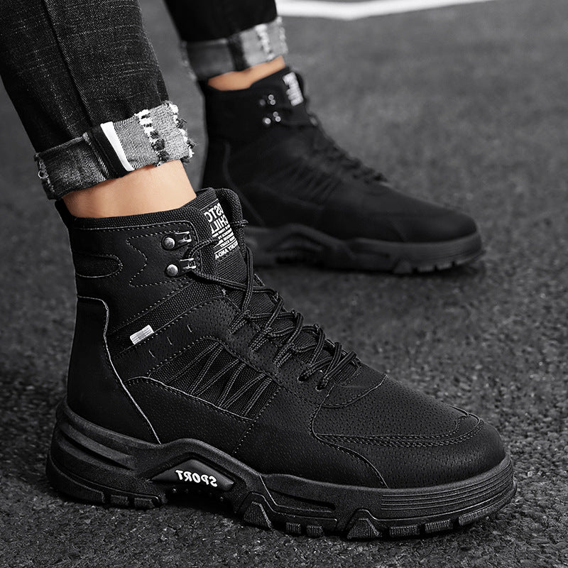 Men's High Top Leather Work Shoes for Autumn & Winter