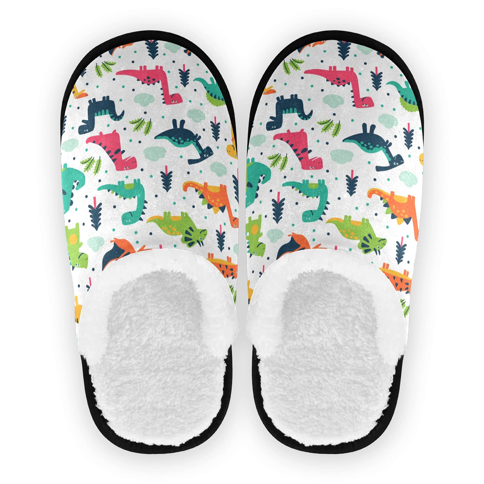 Cartoon Dinosaurs Spa Slippers Animal Palm Tree House Shoes Memory Foam Slippers Non-Slip Home Shoes M for Men Woman