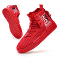 SANNAX Mens High Top Fashion Sneakers Lace Up Walking Shoes Breathable Running Shoes Casual Athletic Hip Hop Shoes for Men Red