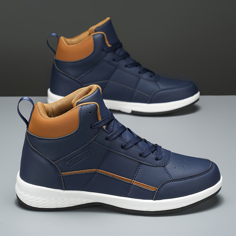 Men's High Top Lace-Up Boots | Anti-Slip PU Leather Loafer Shoes for Men & Women