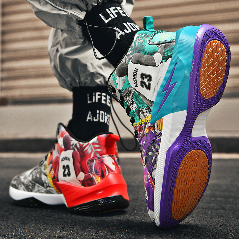 Autumn Graffiti High-Top Basketball Shoes for Men